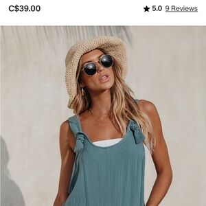 Cupshe Teal Tie-Strap Sleeveless Jumpsuit